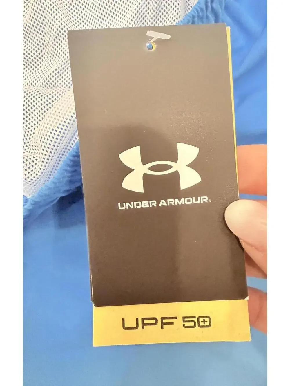 NEW Under Armour Boys Swim Trunks Blue Orange Mesh Lined Board Shorts Large
